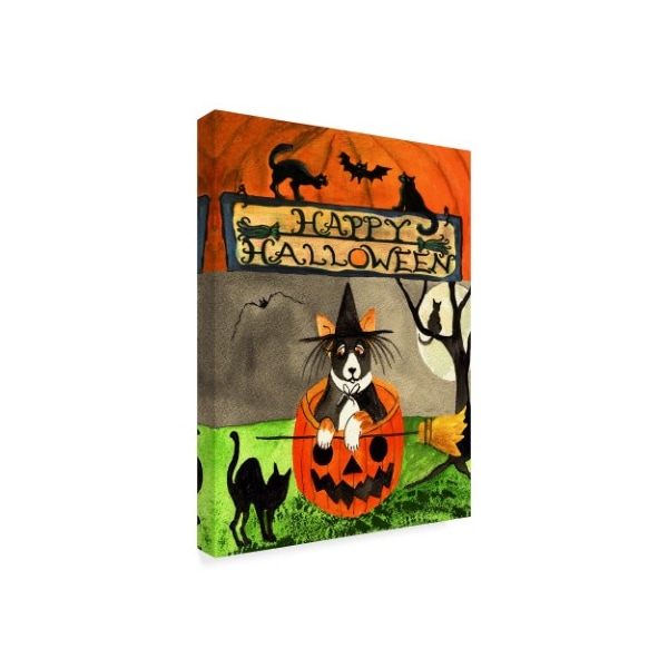 Cheryl Bartley 'Happy Dog Pumpkin Halloween' Canvas Art,14x19